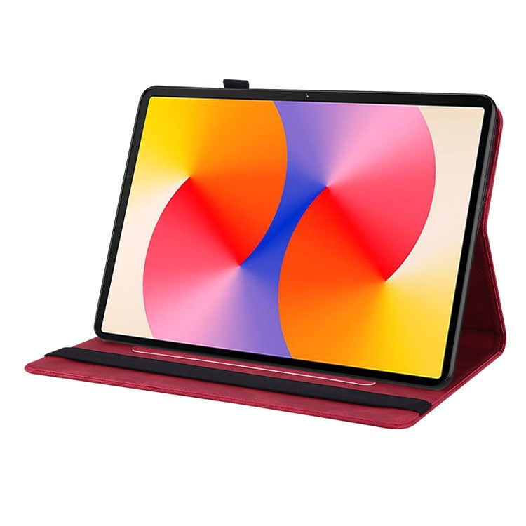 For Huawei MatePad SE 11 Case Imprinted Butterfly Flower PU Leather Flip Card Slots Tablet Cover - Red