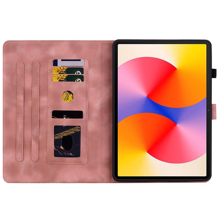 For Huawei MatePad SE 11 Case Lily Flower Imprint Leather Tablet Cover with Card Slots - Pink