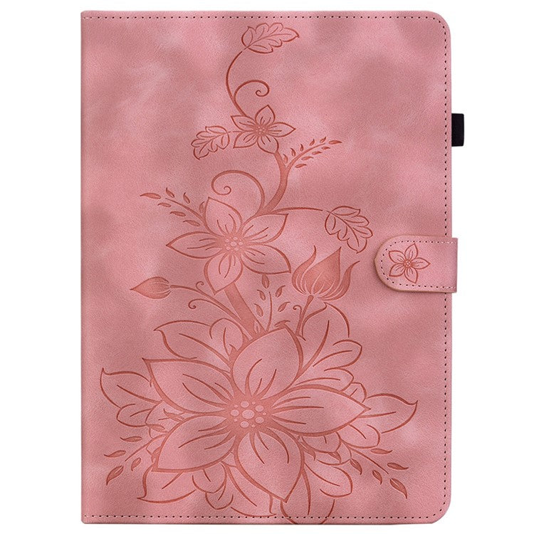 For Huawei MatePad SE 11 Case Lily Flower Imprint Leather Tablet Cover with Card Slots - Pink