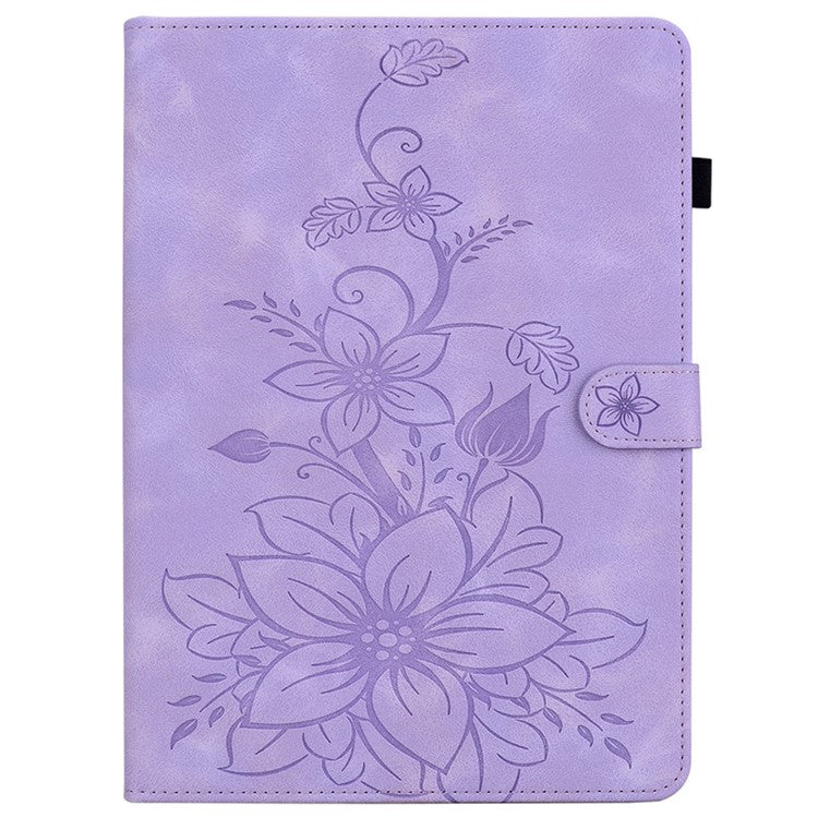 For Huawei MatePad SE 11 Case Lily Flower Imprint Leather Tablet Cover with Card Slots - Purple