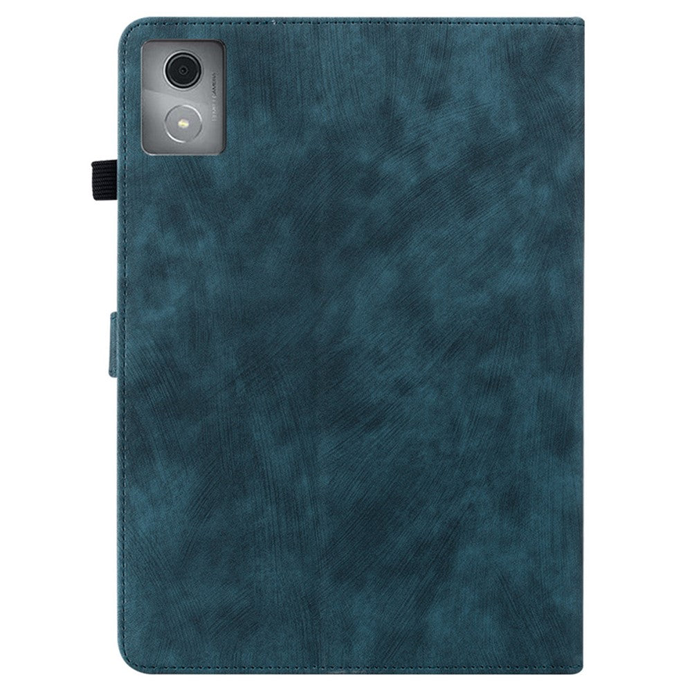 For Lenovo Tab K11 Plus Cases Anti-Slip Tiger Imprint PU Leather Tablet Cover - Blue