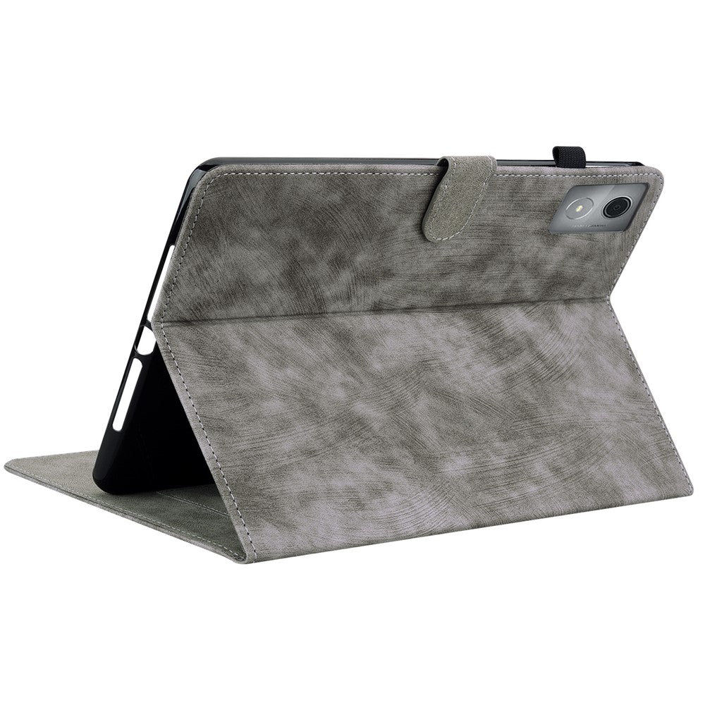 For Lenovo Tab K11 Plus Cases Anti-Slip Tiger Imprint PU Leather Tablet Cover - Grey