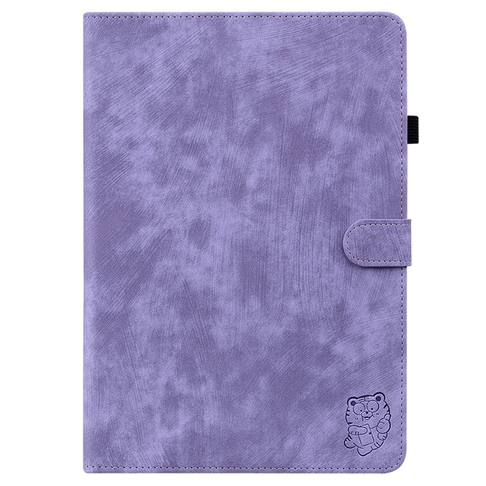 For Lenovo Tab K11 Plus Cases Anti-Slip Tiger Imprint PU Leather Tablet Cover - Purple