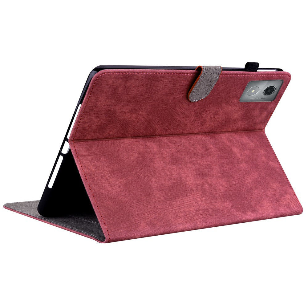 For Lenovo Tab K11 Plus Cases Anti-Slip Tiger Imprint PU Leather Tablet Cover - Red
