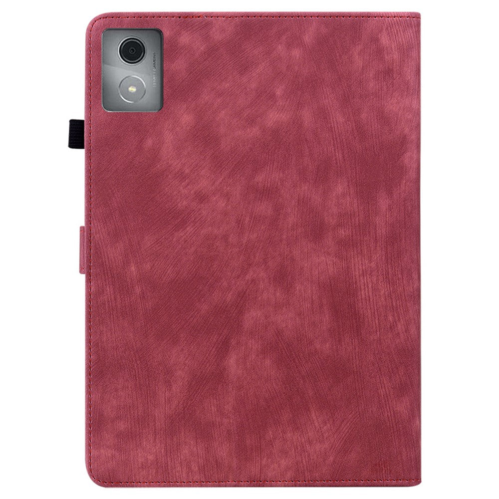 For Lenovo Tab K11 Plus Cases Anti-Slip Tiger Imprint PU Leather Tablet Cover - Red