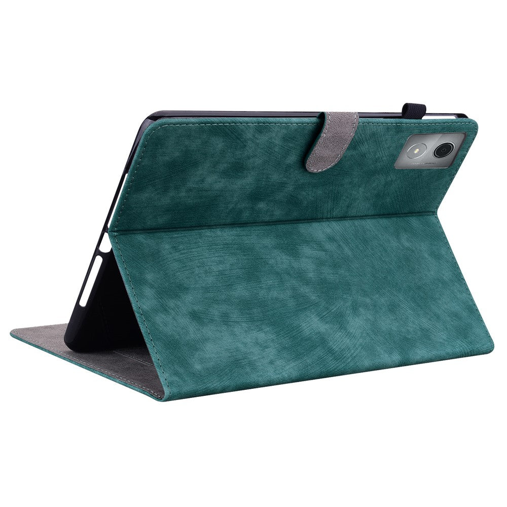 For Lenovo Tab K11 Plus Cases Anti-Slip Tiger Imprint PU Leather Tablet Cover - Green