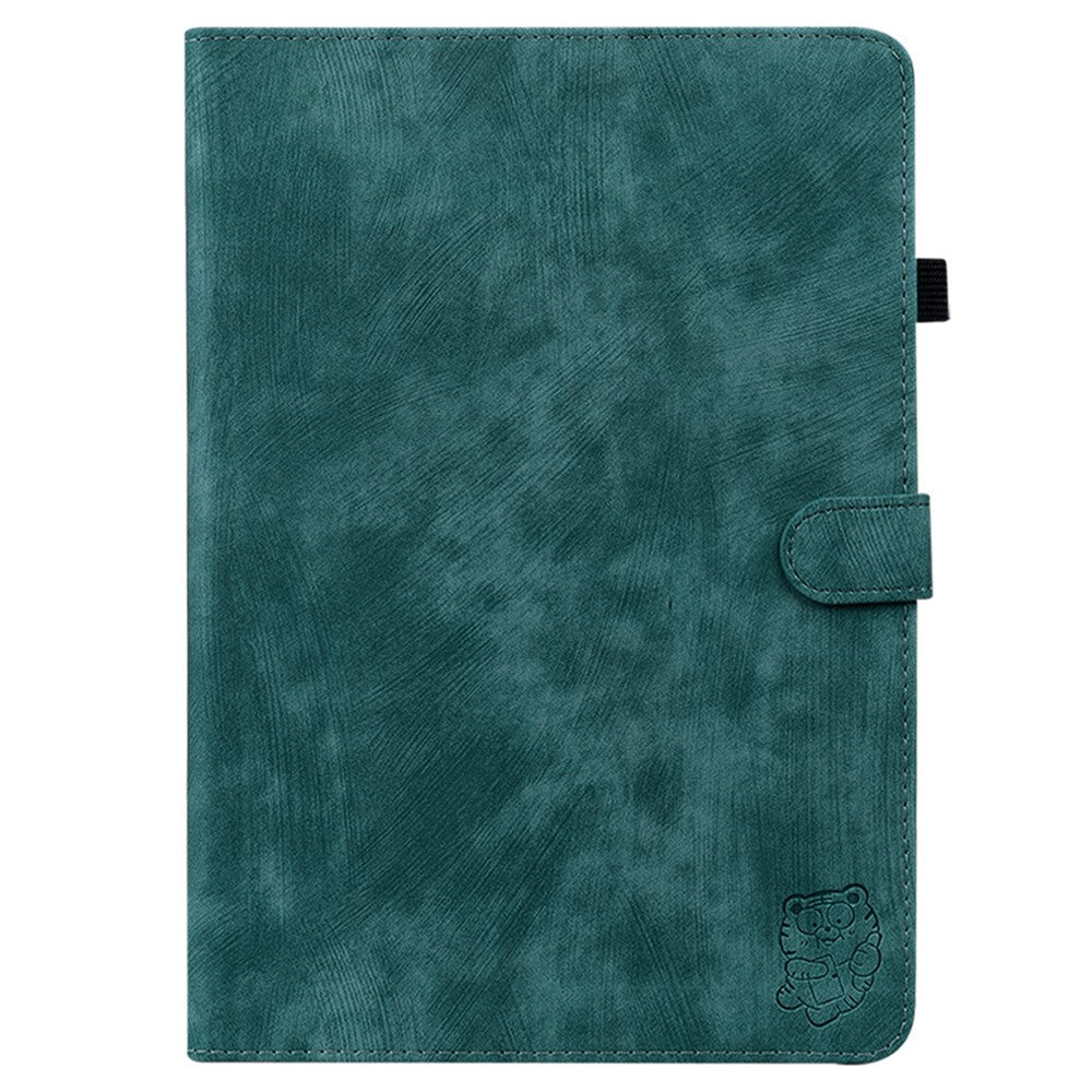 For Lenovo Tab K11 Plus Cases Anti-Slip Tiger Imprint PU Leather Tablet Cover - Green