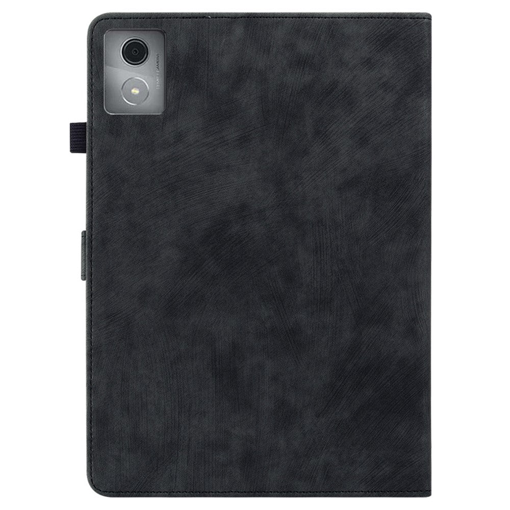 For Lenovo Tab K11 Plus Cases Anti-Slip Tiger Imprint PU Leather Tablet Cover - Black