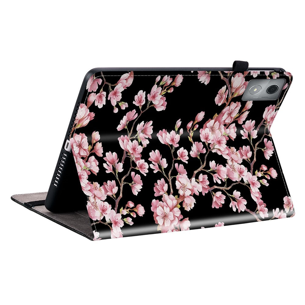 For Lenovo Tab K11 Plus Stand Case Pattern Print Card Slots PU Leather Tablet Cover - Plum Blossom