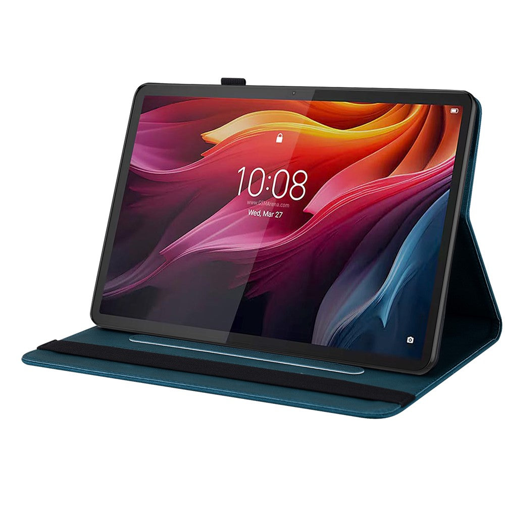 For Lenovo Tab K11 Plus Case Butterfly Flower Imprint PU Leather Tablet Cover with Card Slots - Blue
