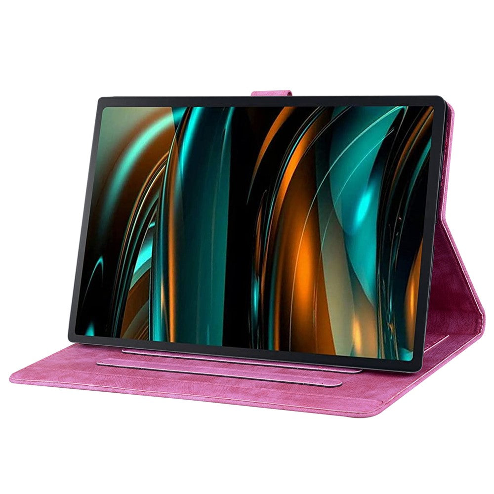 For Lenovo Tab M11 Plus / Tab K11 Plus Case Leather Stand Tablet Cover Flower Cat Card Slots - Rose