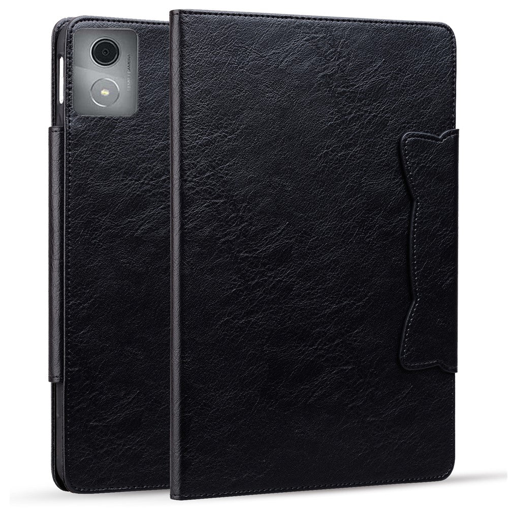 For Lenovo Tab M11 Plus / Tab K11 Plus Case Stand PU Leather Tablet Cover Cat Buckle Closure - Black