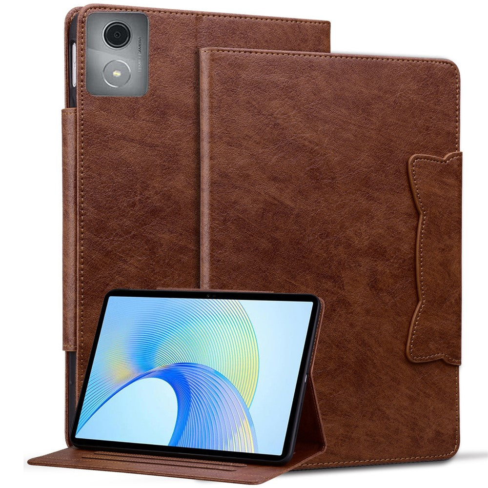 For Lenovo Tab M11 Plus / Tab K11 Plus Case Stand PU Leather Tablet Cover Cat Buckle Closure - Brown