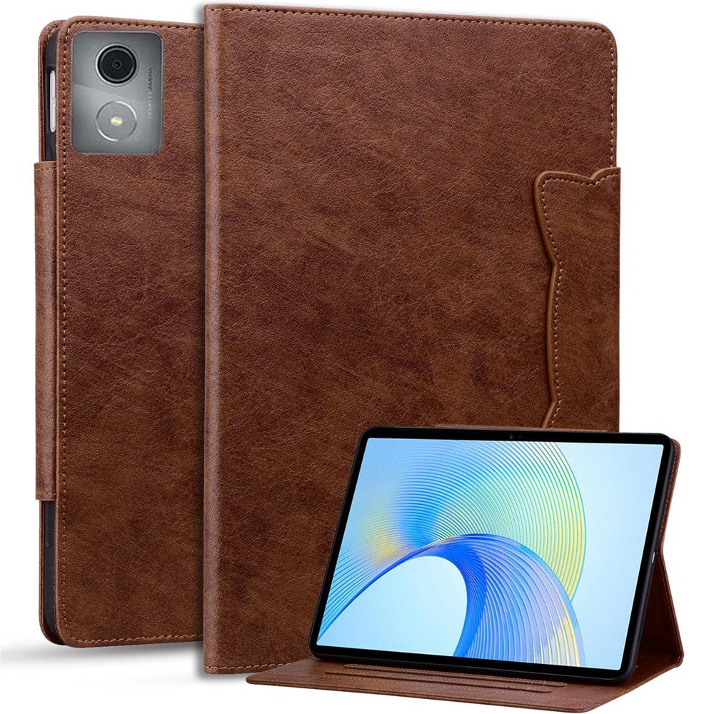 For Lenovo Tab M11 Plus / Tab K11 Plus Case Stand PU Leather Tablet Cover Cat Buckle Closure - Brown