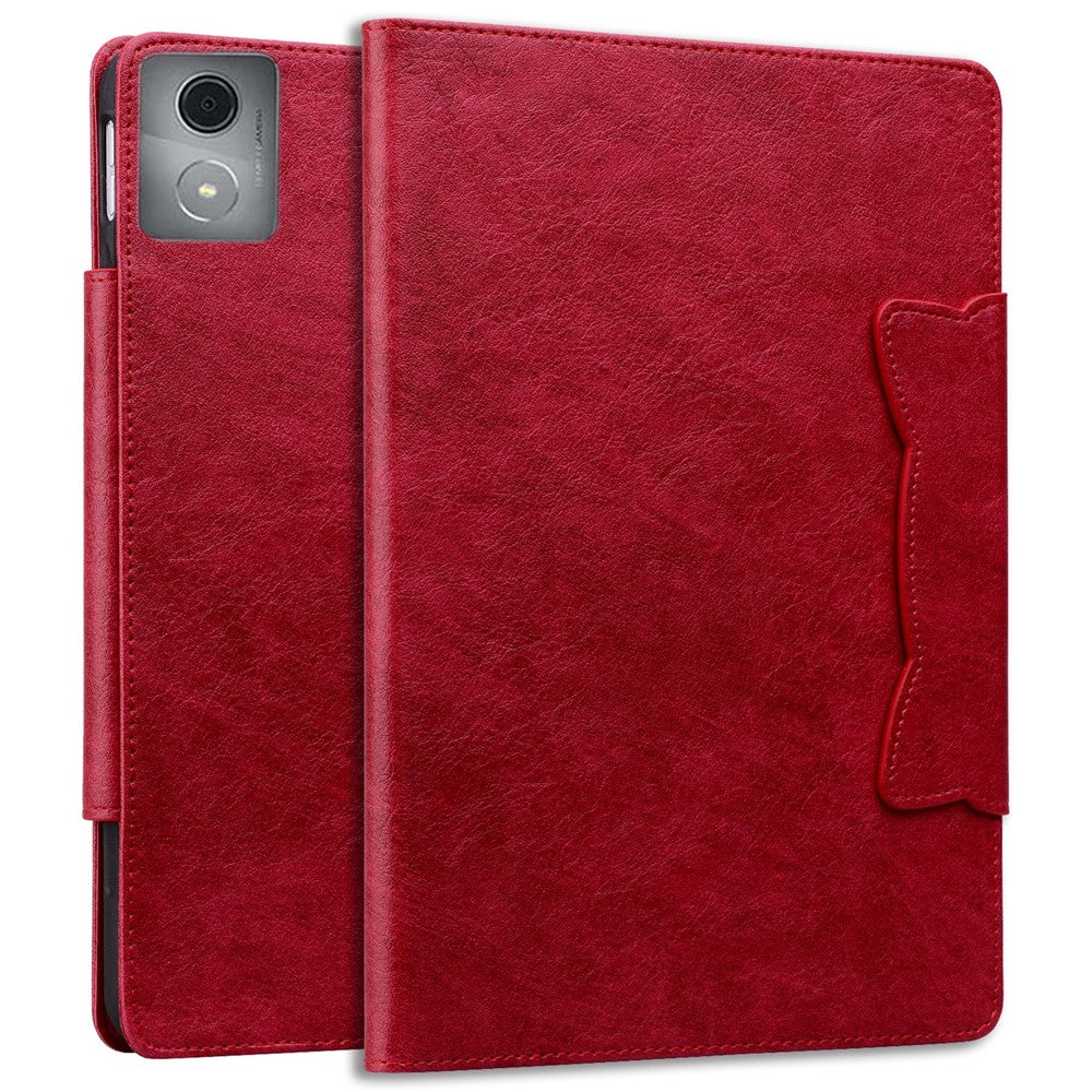For Lenovo Tab M11 Plus / Tab K11 Plus Case Stand PU Leather Tablet Cover Cat Buckle Closure - Red
