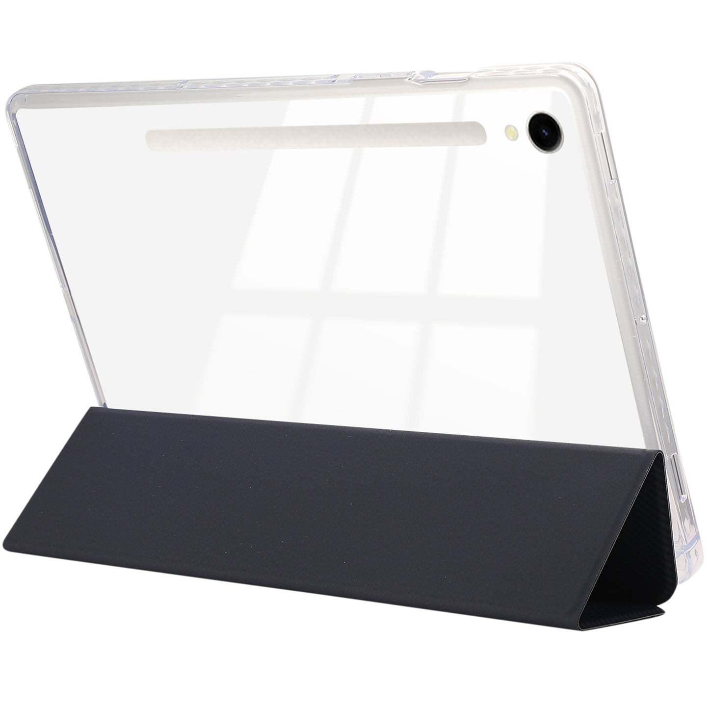 For Samsung Galaxy Tab S9 / S9 FE Case Tri-Fold Stand Smart Auto / Wake Leather Tablet Cover Carbon Fiber Texture - Dark Blue