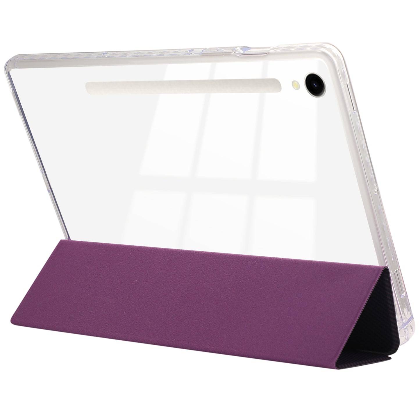 For Samsung Galaxy Tab S9 / S9 FE Case Tri-Fold Stand Smart Auto / Wake Leather Tablet Cover Carbon Fiber Texture - Purple