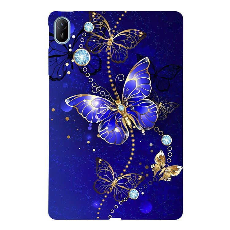 For Huawei MatePad SE 11 TPU Case Pattern Printing Slim Tablet Protective Cover - Blue / Gold Butterfly