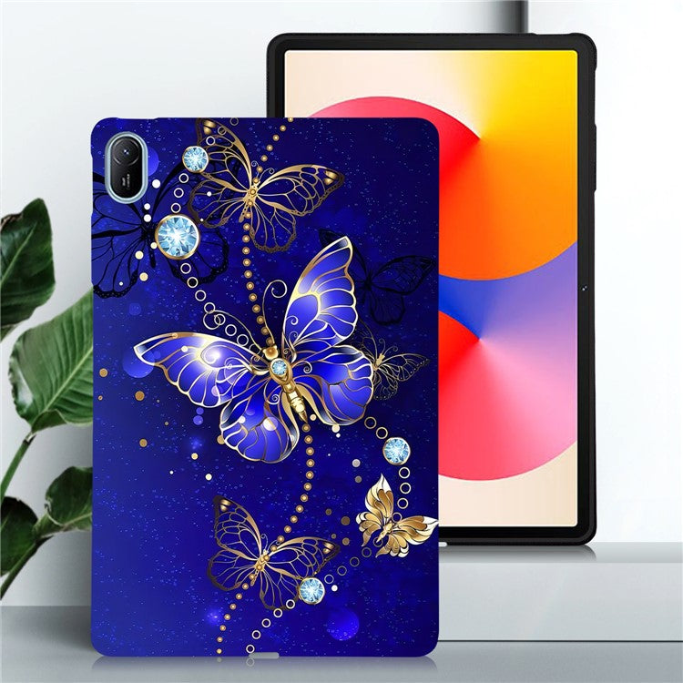 For Huawei MatePad SE 11 TPU Case Pattern Printing Slim Tablet Protective Cover - Blue / Gold Butterfly