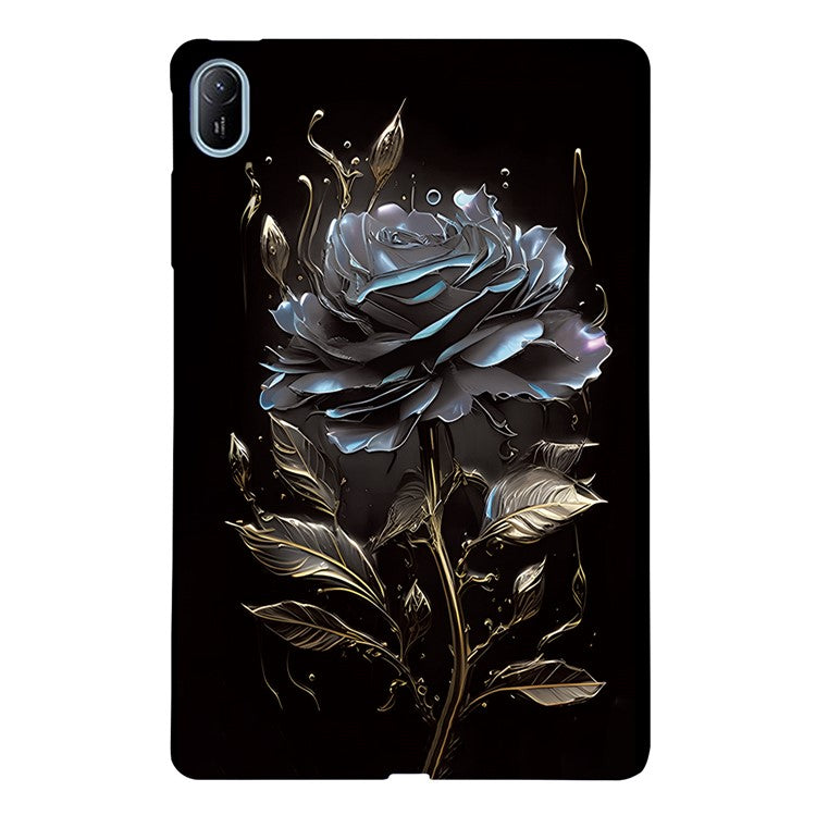 For Huawei MatePad SE 11 TPU Case Pattern Printing Slim Tablet Protective Cover - Grey Rose