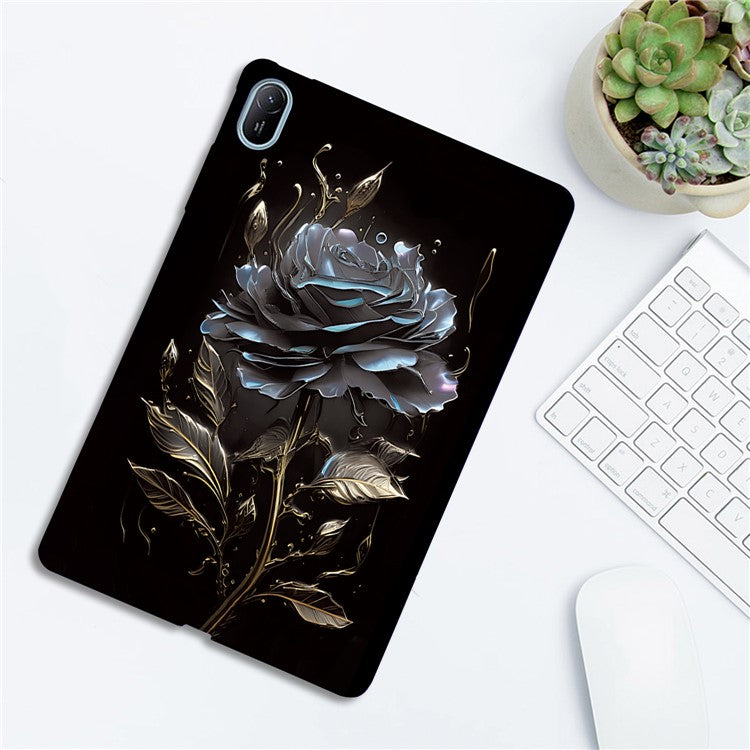 For Huawei MatePad SE 11 TPU Case Pattern Printing Slim Tablet Protective Cover - Grey Rose