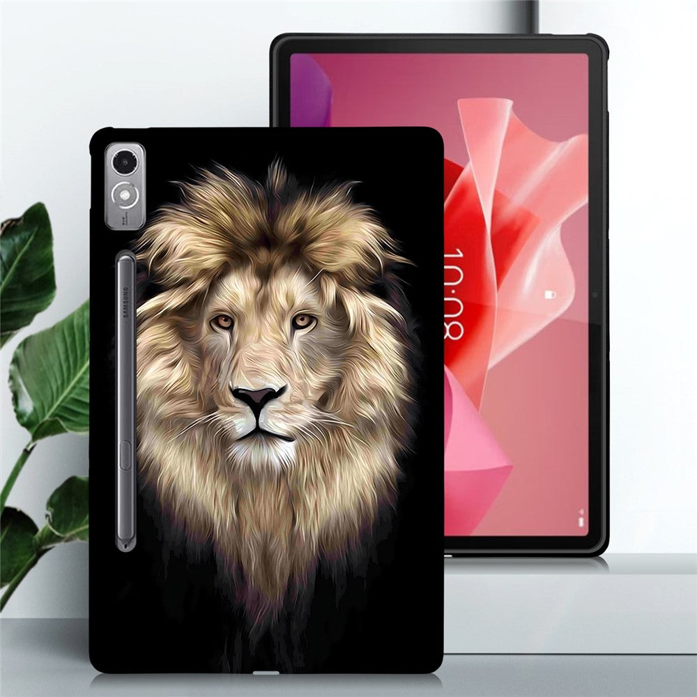 For Lenovo Tab P12 TPU Case Pattern Printing Slim Tablet Protective Cover - Lion