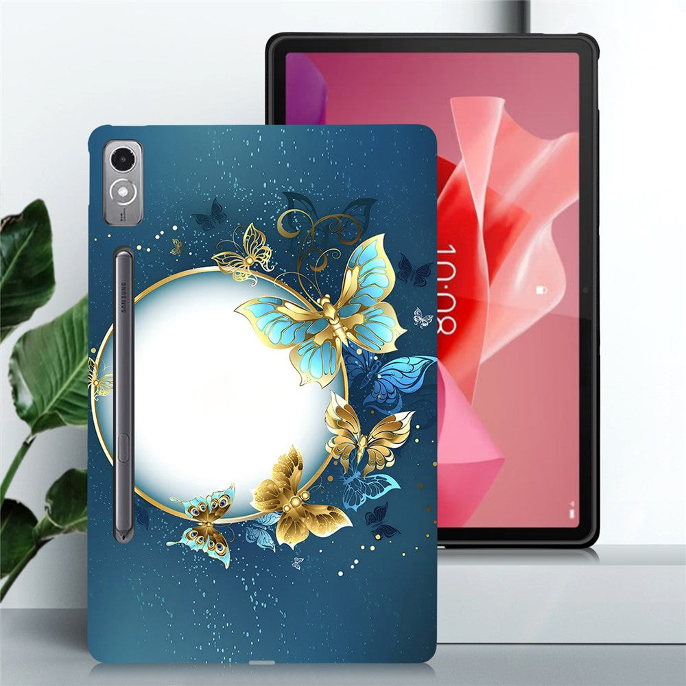 For Lenovo Tab P12 TPU Case Pattern Printing Slim Tablet Protective Cover - Moon and Butterfly