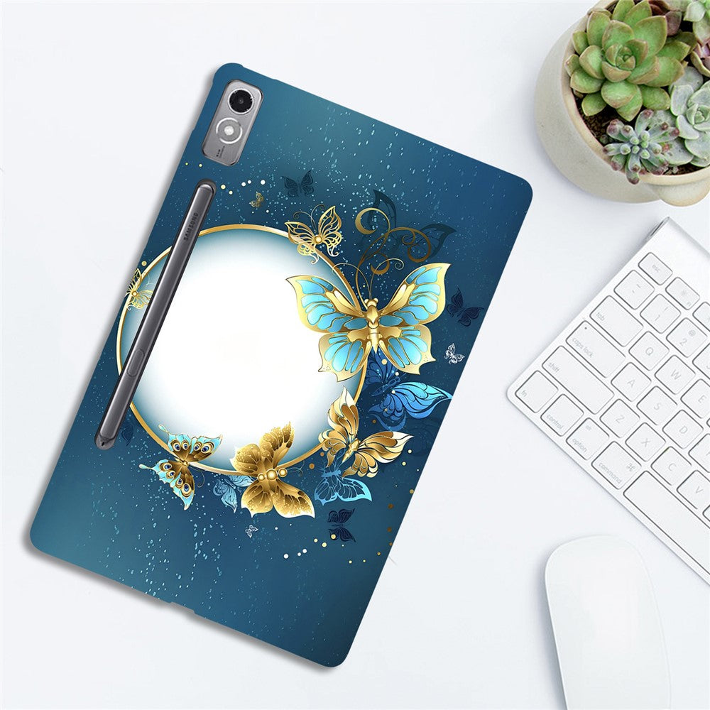 For Lenovo Tab P12 TPU Case Pattern Printing Slim Tablet Protective Cover - Moon and Butterfly