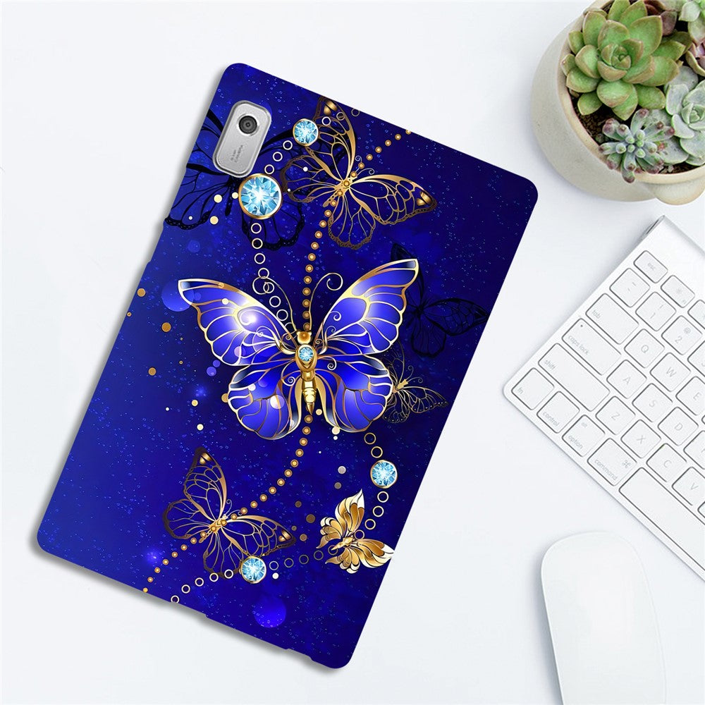 For Lenovo Tab M9 TPU Case Pattern Printing Slim Tablet Protective Cover - Blue / Gold Butterfly