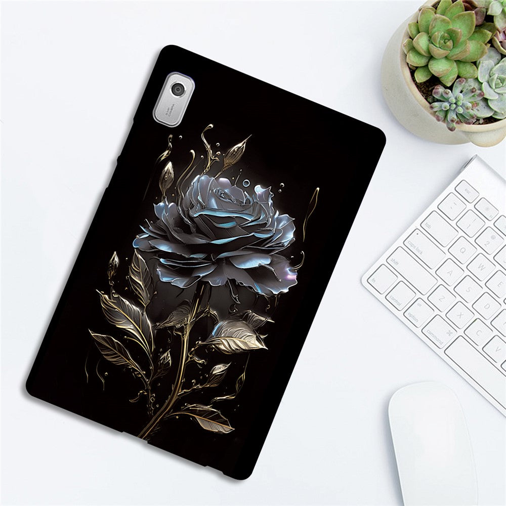 For Lenovo Tab M9 TPU Case Pattern Printing Slim Tablet Protective Cover - Grey Rose