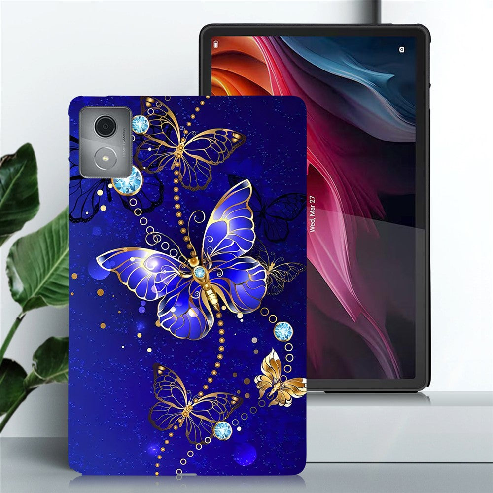 For Lenovo Tab M11 Plus TPU Case Pattern Printing Slim Tablet Protective Cover - Blue / Gold Butterfly
