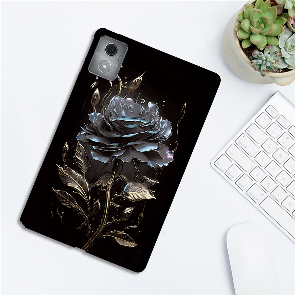 For Lenovo Tab M11 Plus TPU Case Pattern Printing Slim Tablet Protective Cover - Grey Rose