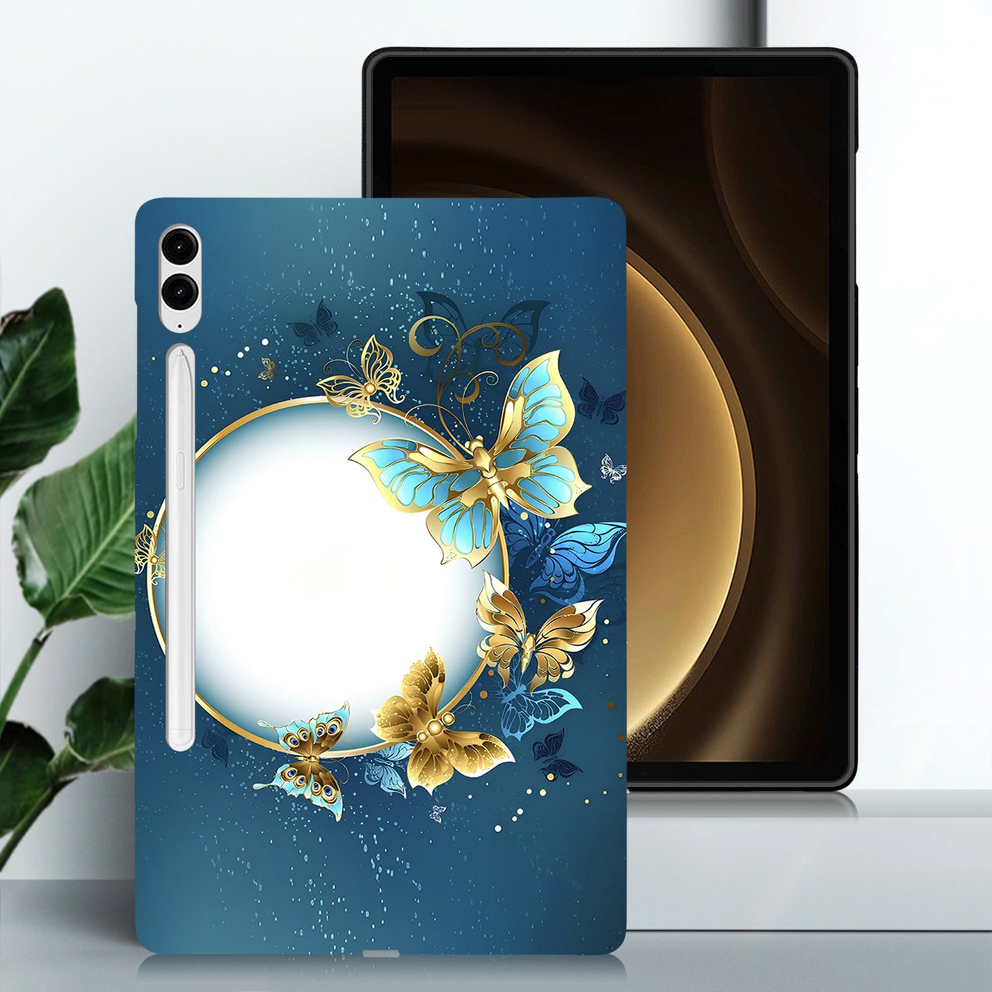 For Samsung Galaxy Tab S9 FE+ / Tab S10+ / S9+ TPU Case Pattern Printing Slim Tablet Protective Cover - Moon and Butterfly