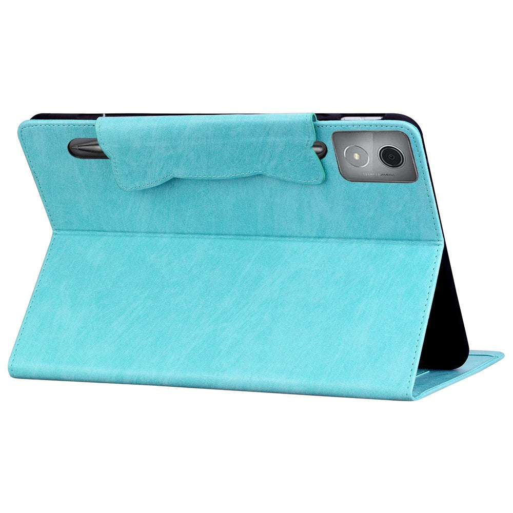 For Lenovo Xiaoxin Pad Pro 12.7 inch Case Cat Buckle Closure Leather Protective Stand Cover - Sky Blue