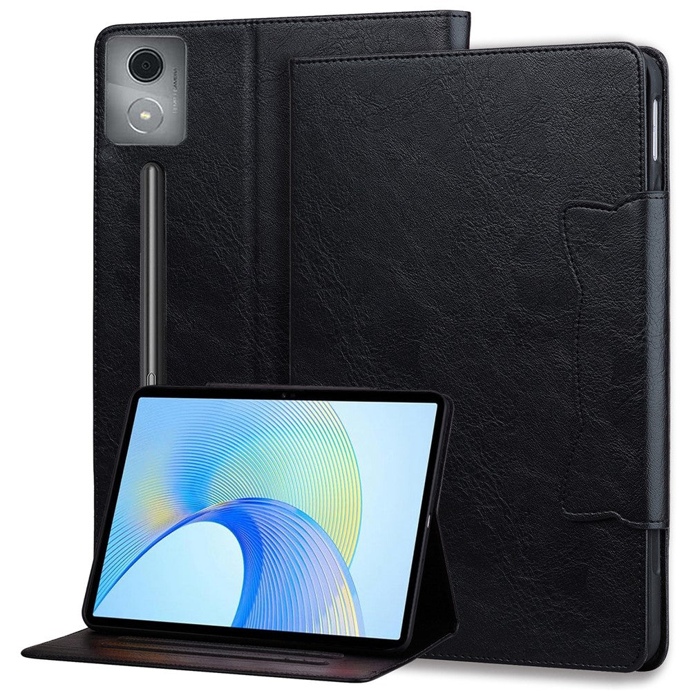 For Lenovo Xiaoxin Pad Pro 12.7 inch Case Cat Buckle Closure Leather Protective Stand Cover - Black