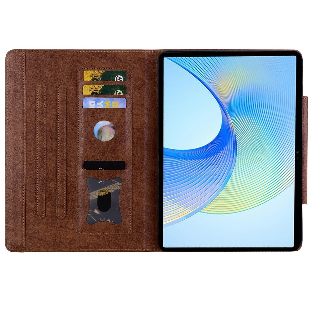 For Lenovo Xiaoxin Pad Pro 12.7 inch Case Cat Buckle Closure Leather Protective Stand Cover - Brown