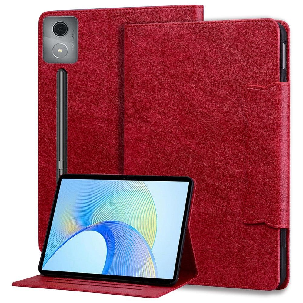 For Lenovo Xiaoxin Pad Pro 12.7 inch Case Cat Buckle Closure Leather Protective Stand Cover - Red