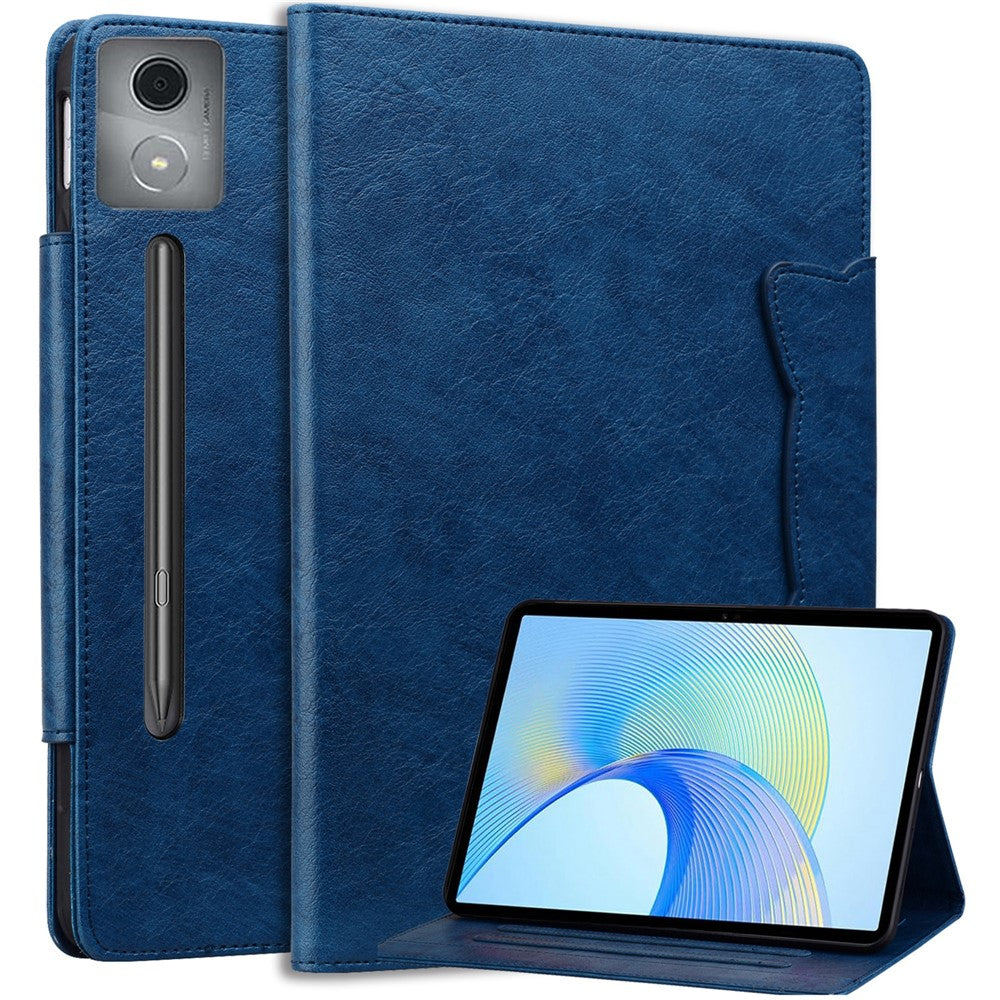 For Lenovo Xiaoxin Pad Pro 12.7 inch Case Cat Buckle Closure Leather Protective Stand Cover - Blue