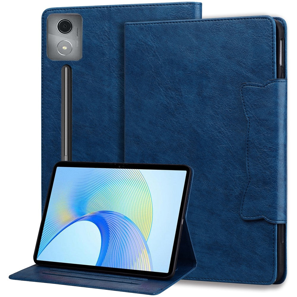 For Lenovo Xiaoxin Pad Pro 12.7 inch Case Cat Buckle Closure Leather Protective Stand Cover - Blue