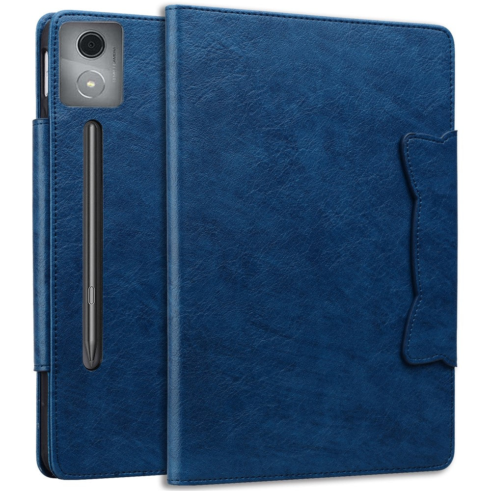 For Lenovo Xiaoxin Pad Pro 12.7 inch Case Cat Buckle Closure Leather Protective Stand Cover - Blue