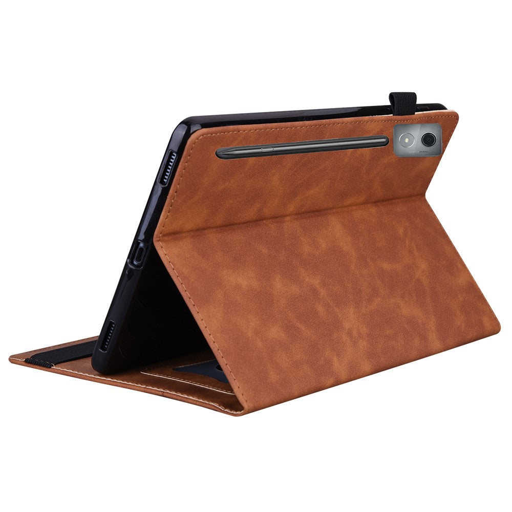 For Lenovo Xiaoxin Pad Pro 12.7 inch Case Card Holder Stand Folio Leather Tablet Cover - Brown