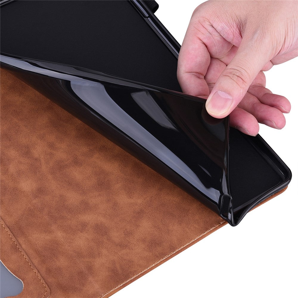 For Lenovo Xiaoxin Pad Pro 12.7 inch Case Card Holder Stand Folio Leather Tablet Cover - Brown