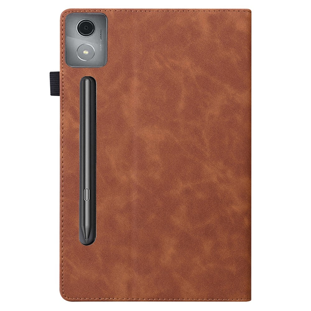 For Lenovo Xiaoxin Pad Pro 12.7 inch Case Card Holder Stand Folio Leather Tablet Cover - Brown
