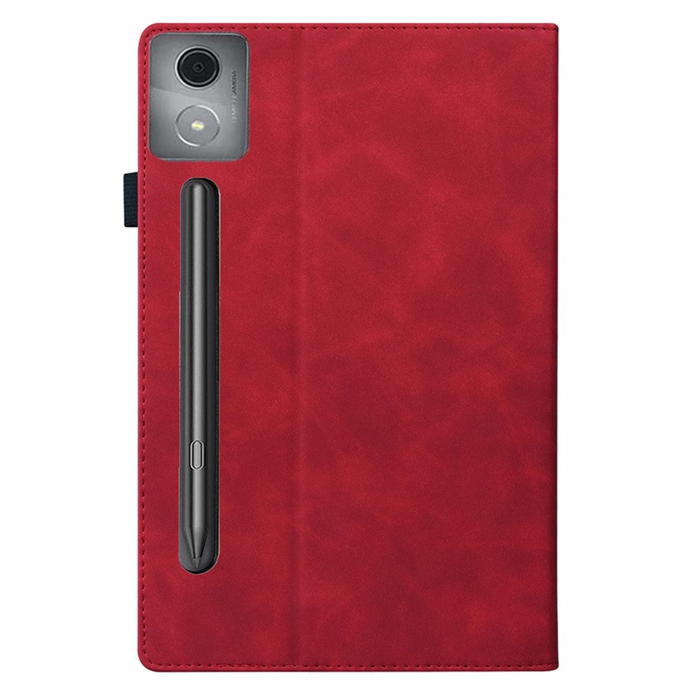 For Lenovo Xiaoxin Pad Pro 12.7 inch Case Card Holder Stand Folio Leather Tablet Cover - Red