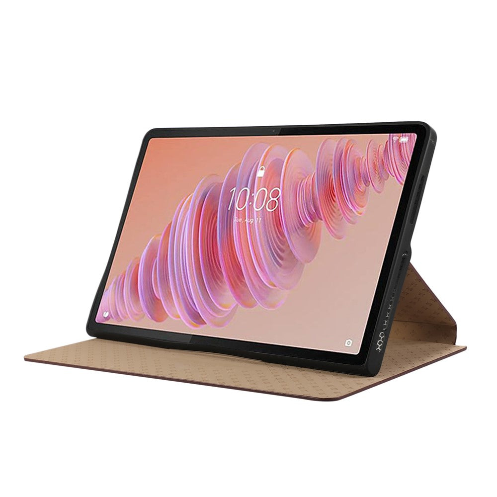 For Lenovo Tab Plus Stand Case Anti-Scratch PU Leather Tablet Flip Cover - Coffee