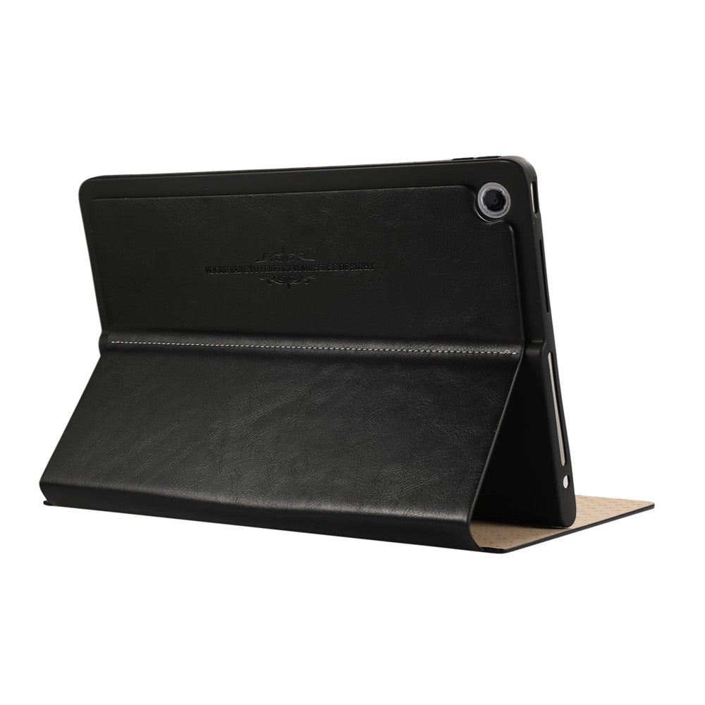 For Lenovo Tab Plus Stand Case Anti-Scratch PU Leather Tablet Flip Cover - Black