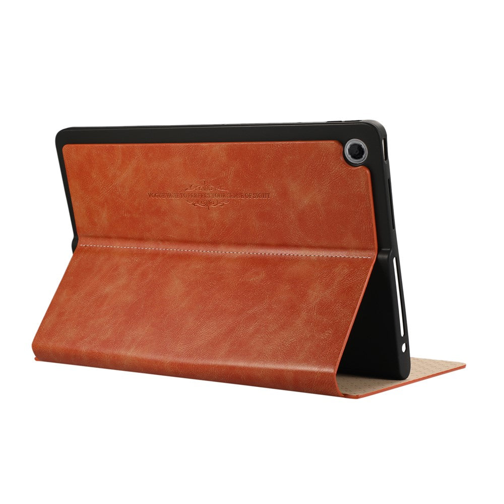 For Lenovo Tab Plus Stand Case Anti-Scratch PU Leather Tablet Flip Cover - Brown