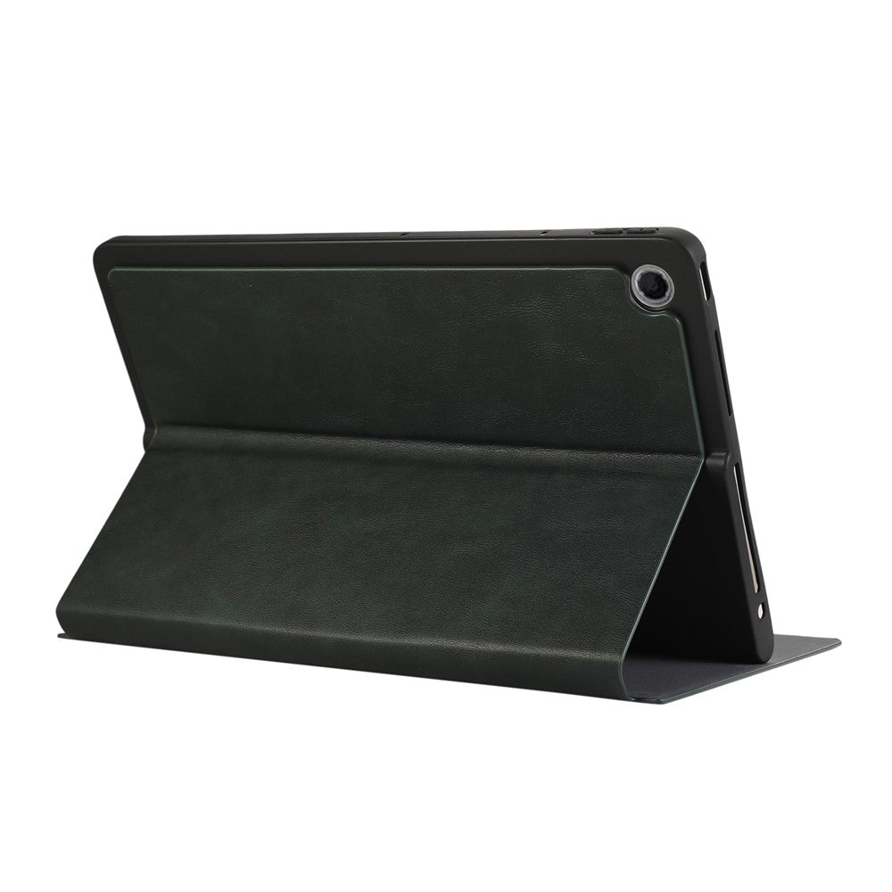 For Lenovo Tab Plus Shockproof Case PU Leather Tablet Cover with Stand - Green