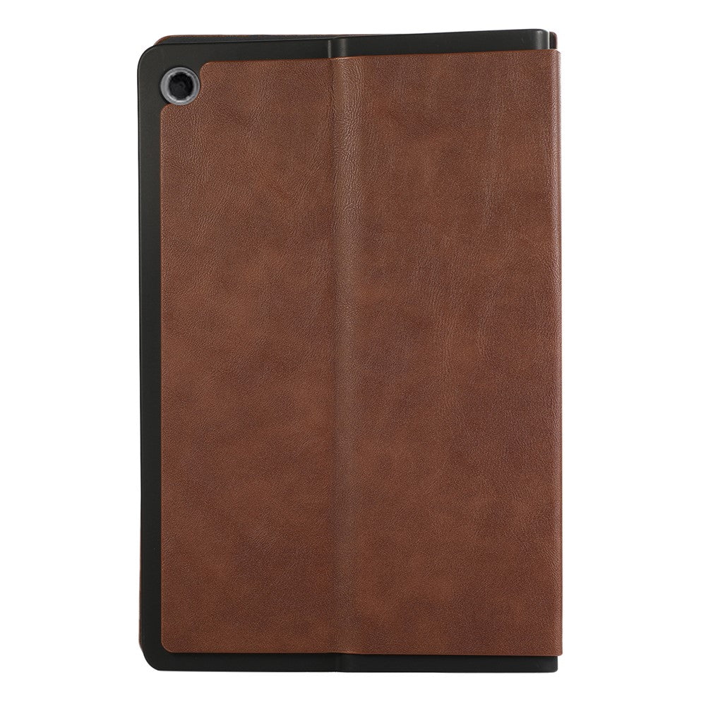 For Lenovo Tab Plus Shockproof Case PU Leather Tablet Cover with Stand - Brown