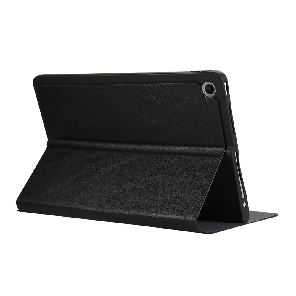 For Lenovo Tab Plus Shockproof Case PU Leather Tablet Cover with Stand - Black